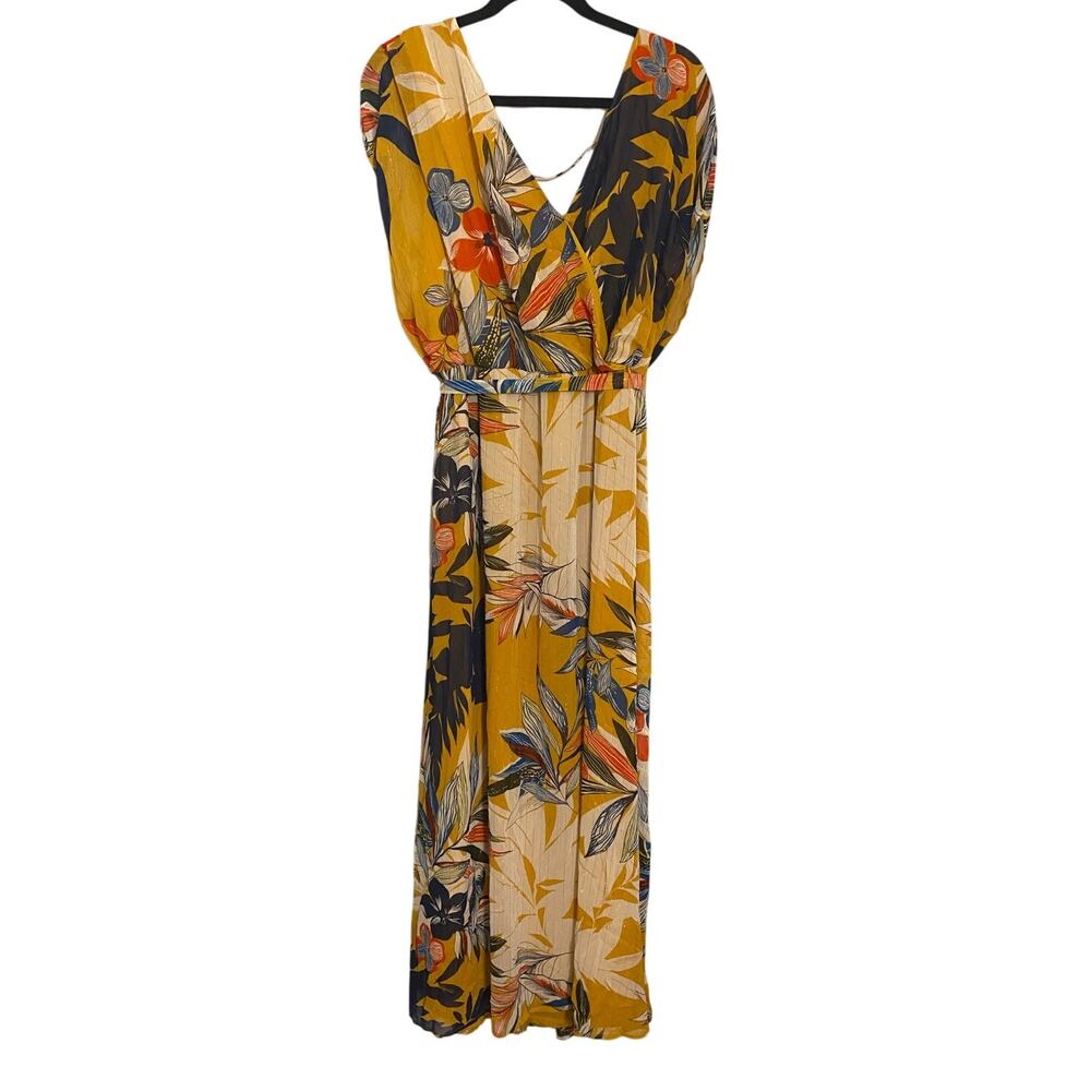 Luxology Floral Maxi Dress Size 20‎ Yellow Tropical Lined Resort Vacation Spring